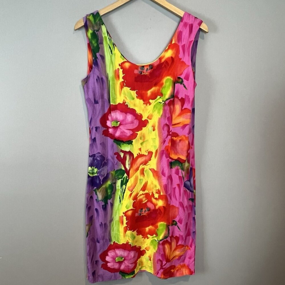 Jams World Colorful Hawaiian Dress Size 11 Floral Sleeveless Knee Length